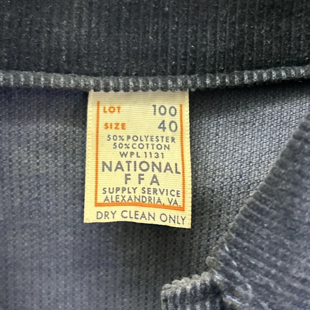True VTG 60s 70s FFA Jacket Mens M (40) Kansas Powhattan Corduroy Talon Zip USA